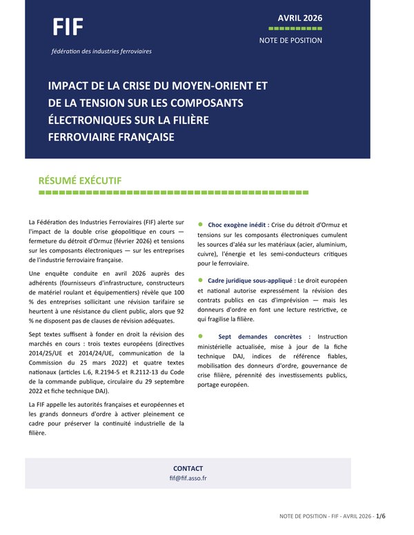 Impact de la crise du Moyen-Orient sur la Filière ferroviaire française