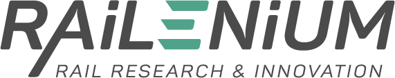 Logo représentant le nom et la mission d'une entreprise de recherche ferroviaire.
